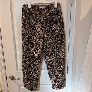 LOFT Leopard Print Barrel Jeans/Pants in Brown and Black